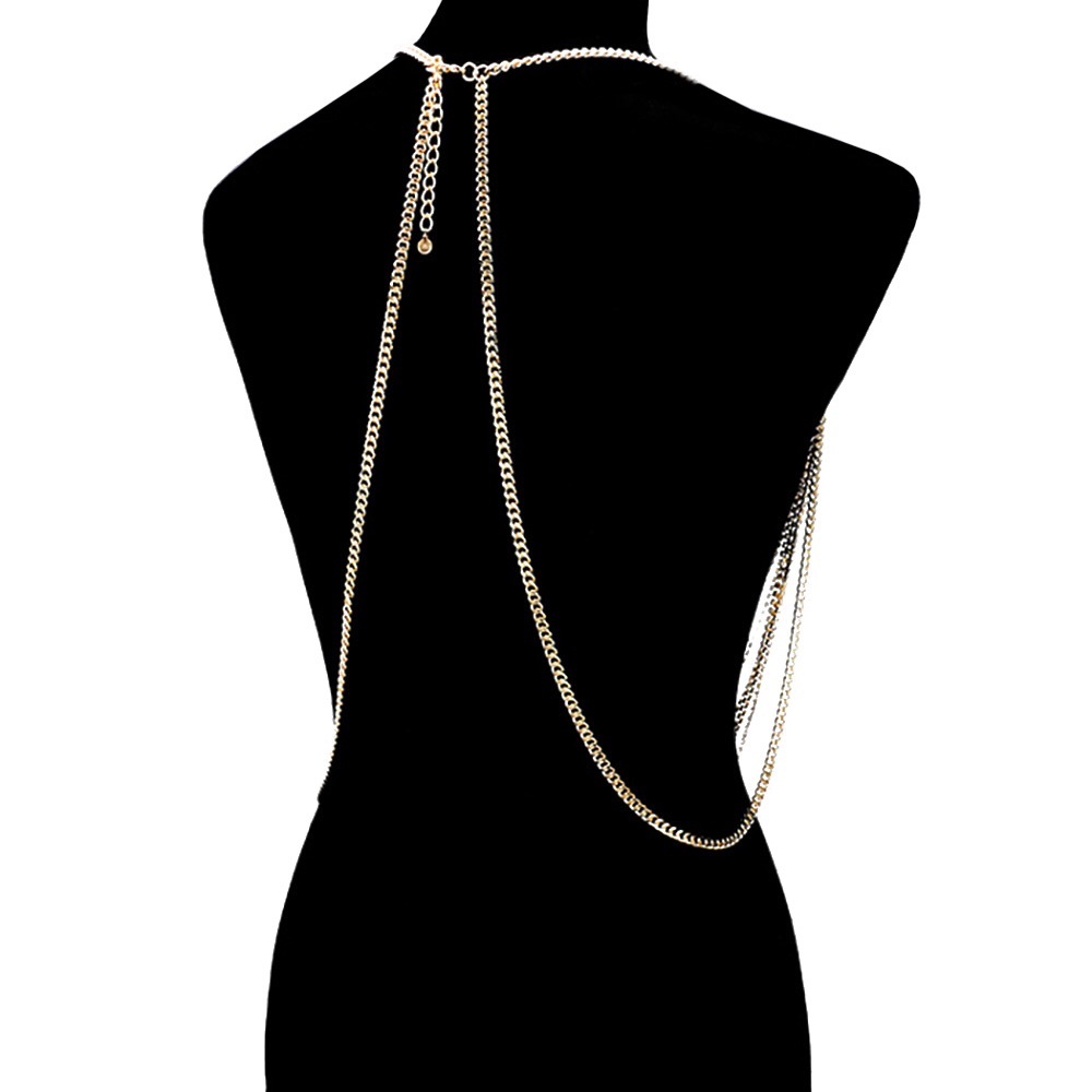 Draped Crystal Rhinestone Body Chain Statement Necklace - Picture 2 of 3
